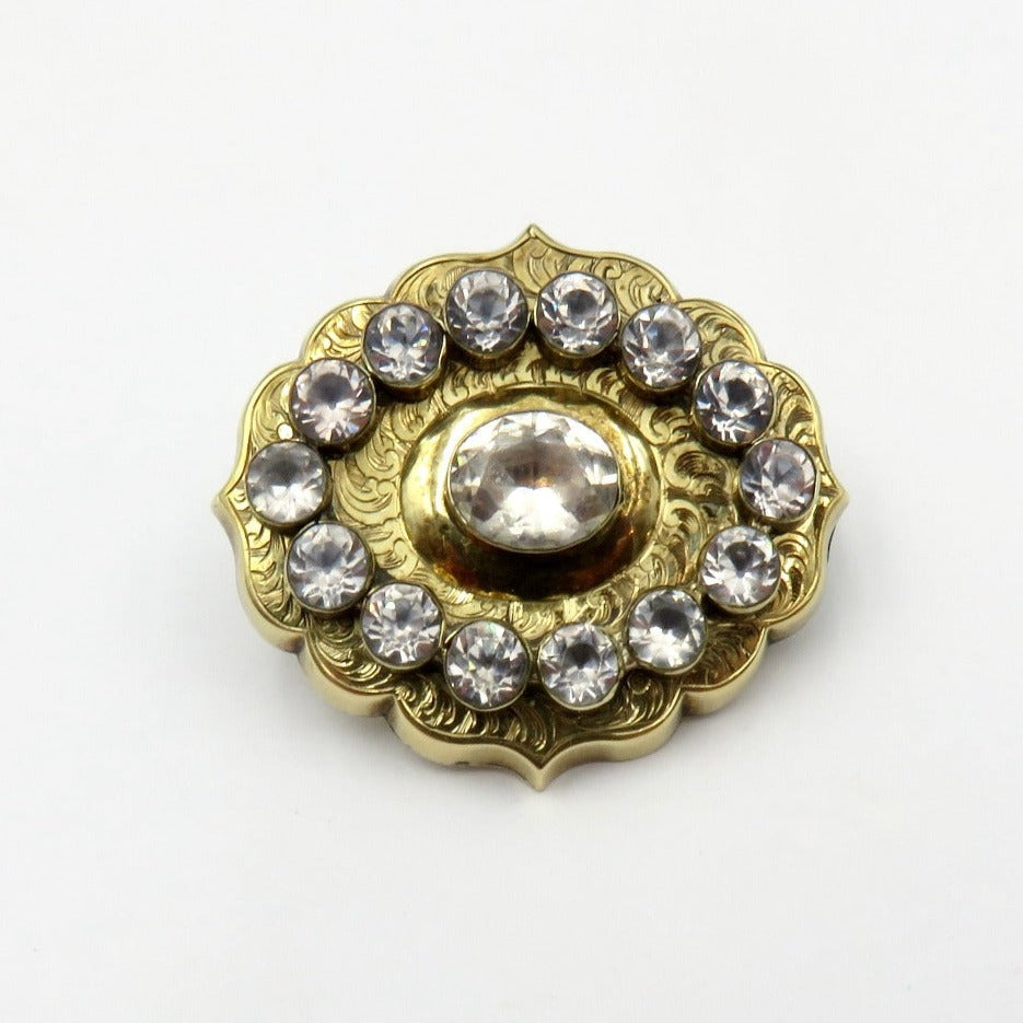 Circa 1820. 14kt Gold Georgian Paste Brooch