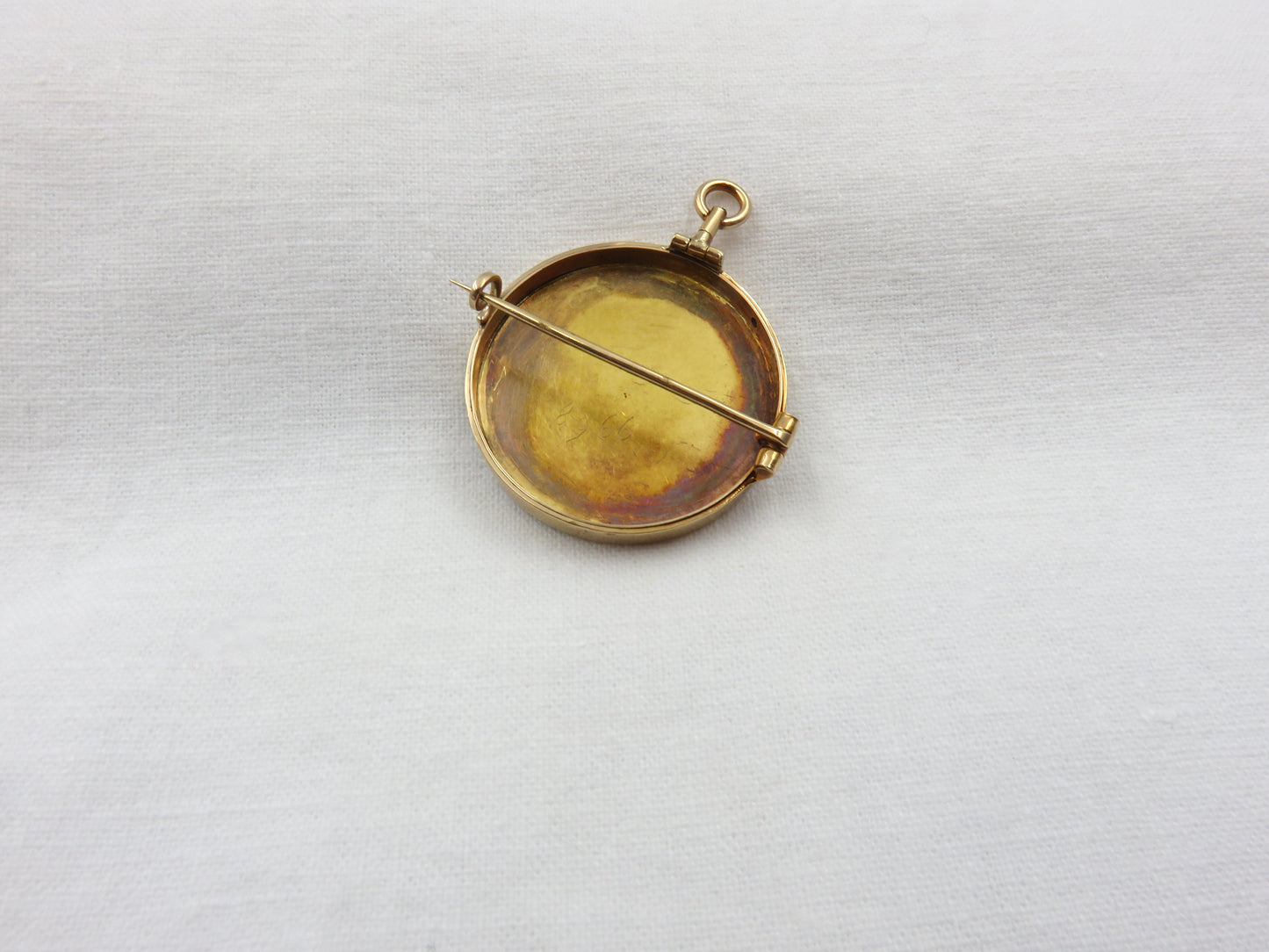 Circa 1890. Hand Painted Brooch of Victorian Lady
