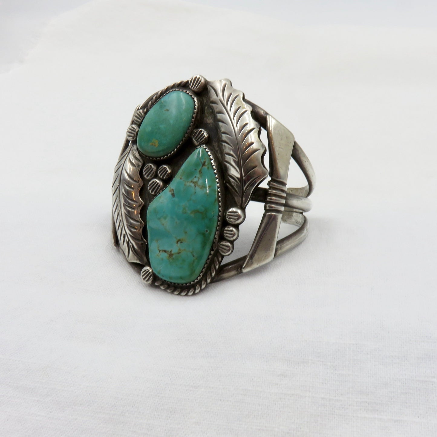 Circa 1950. Native American Turquoise and Silver Cuff