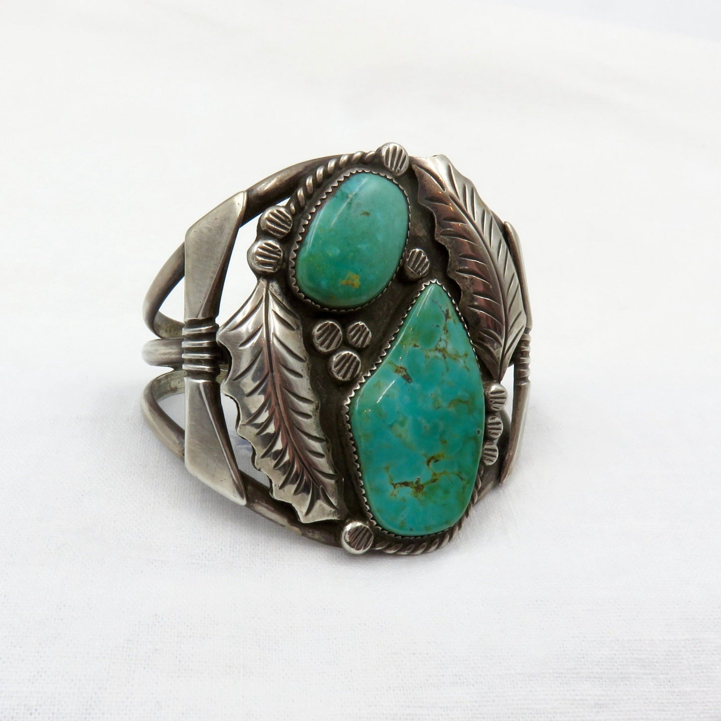 Circa 1950. Native American Turquoise and Silver Cuff