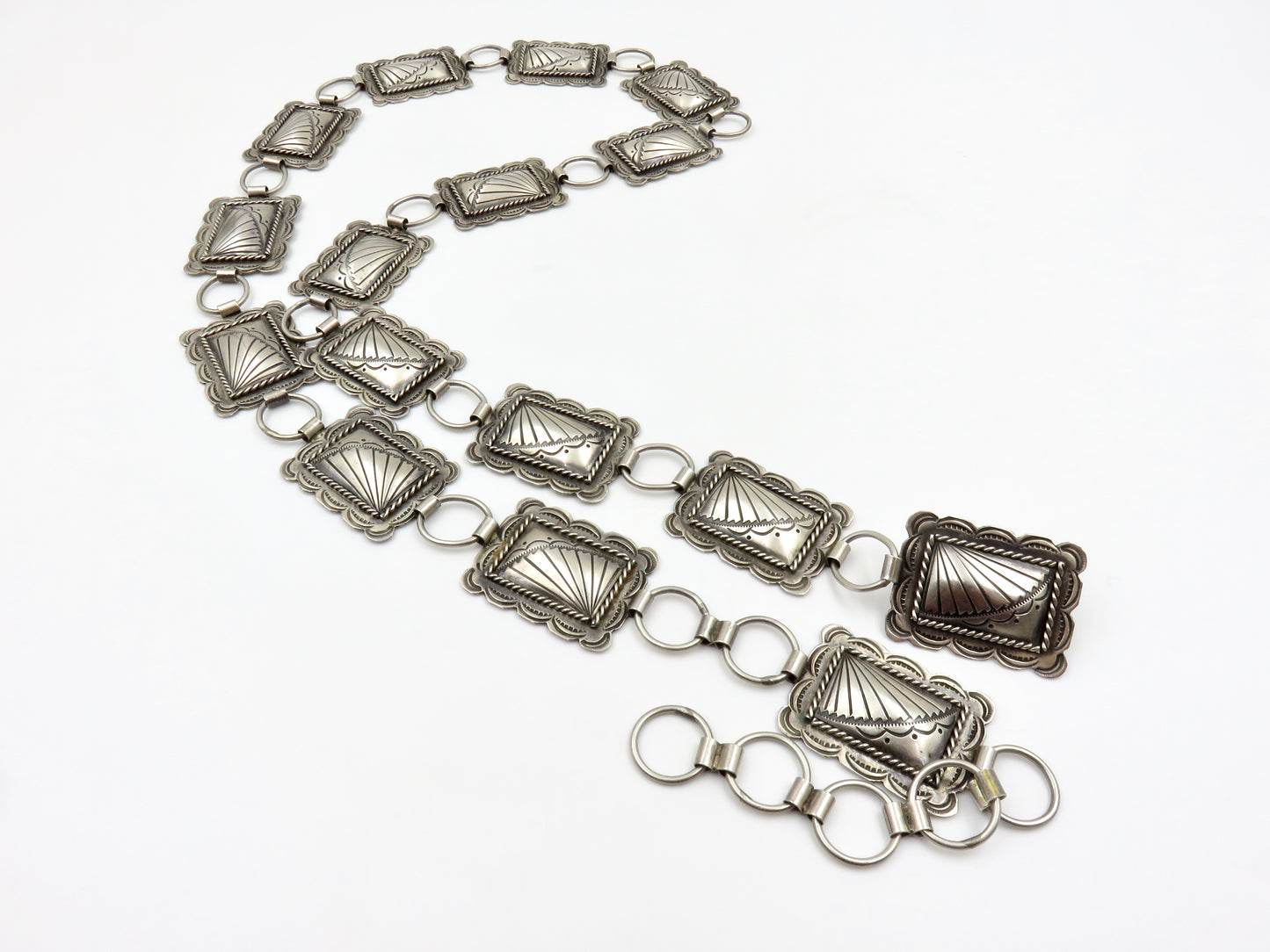 Circa 1970 Navajo Sterling Silver Concha/Link Belt By Benson Yazzie