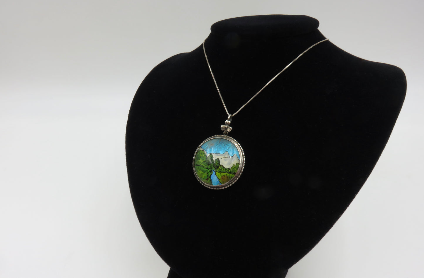 Circa 1920. British hand painted Mono Butterfly Pendant
