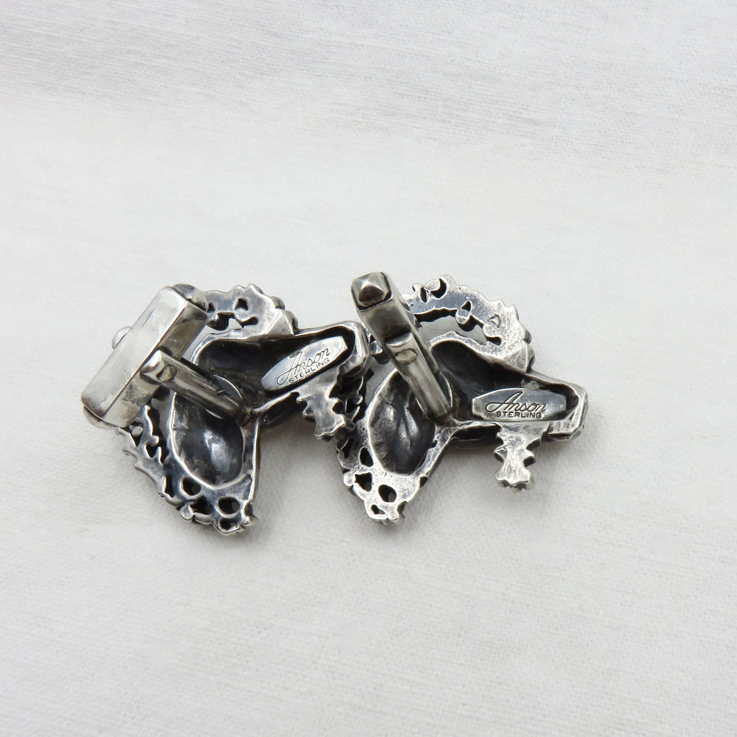 Circa 1950 Vintage Sterling Silver Horse Cufflinks