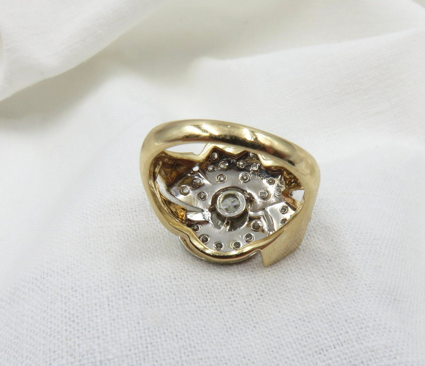 14kt Gold Retro Era Ring Featuring A 0.75ctw Old European Cut Diamond.