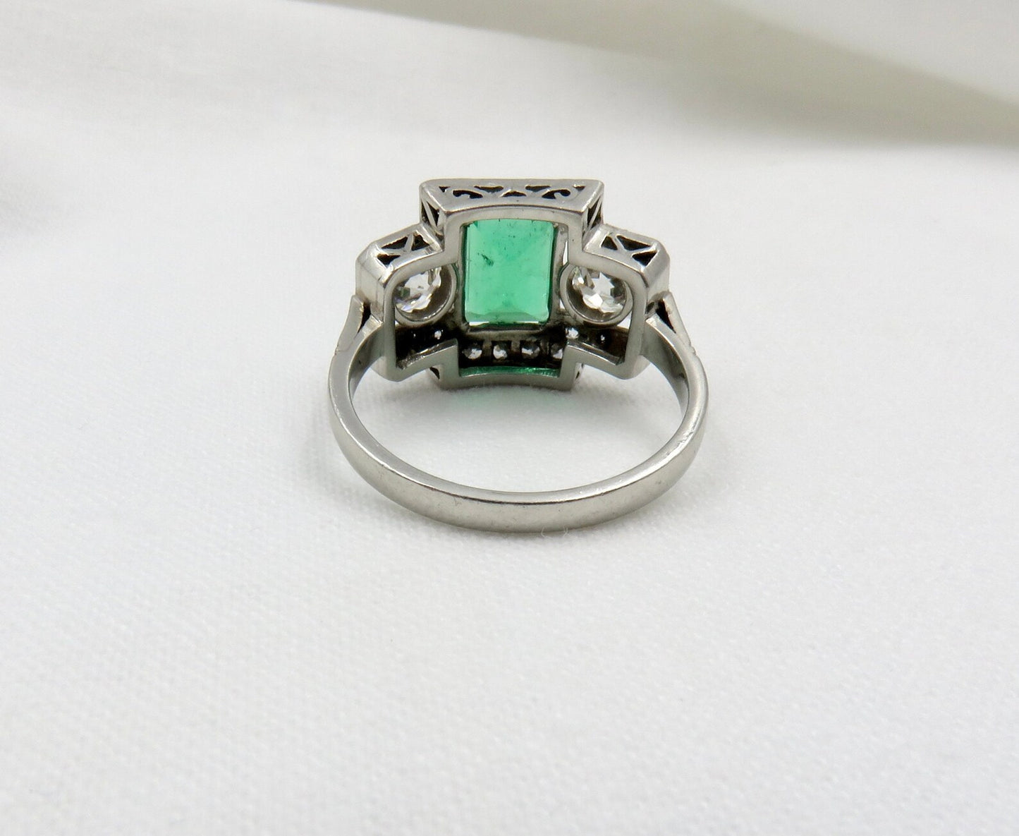 Circa 1920. Emerald and Diamond Ring