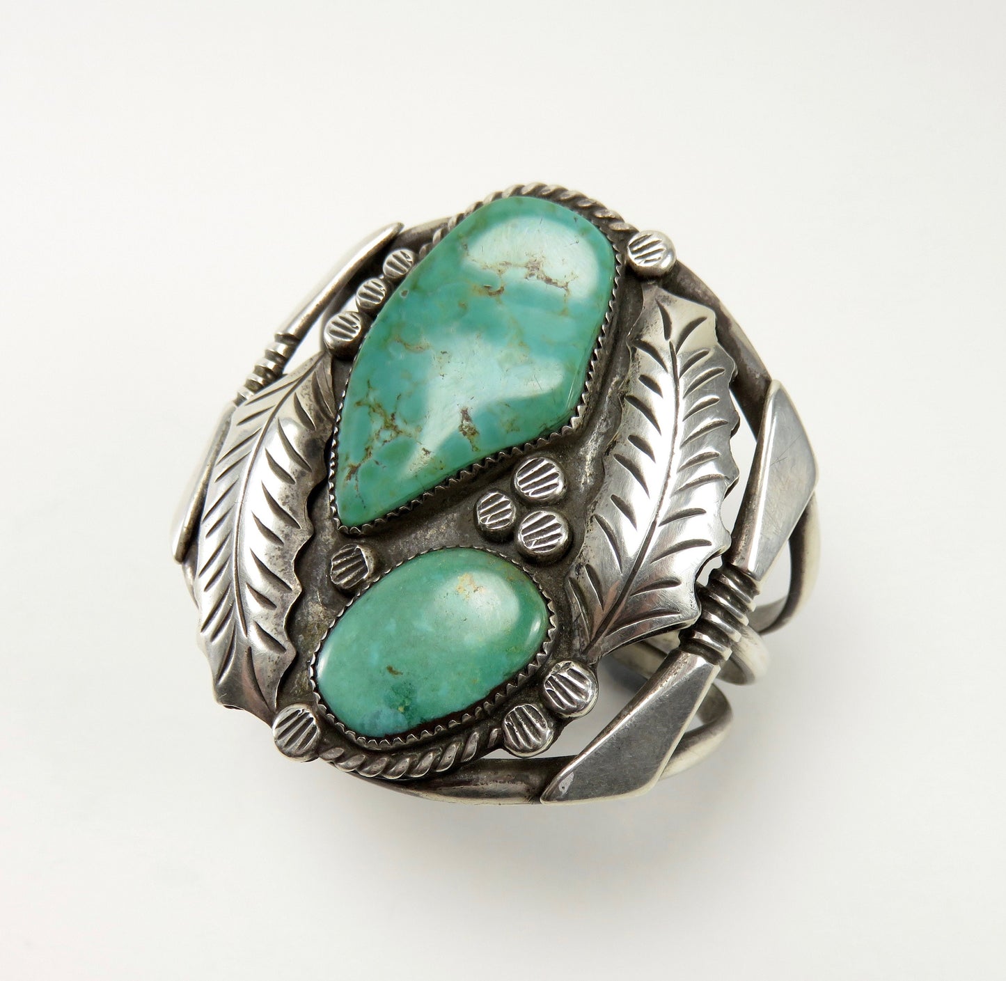 Circa 1950. Native American Turquoise and Silver Cuff