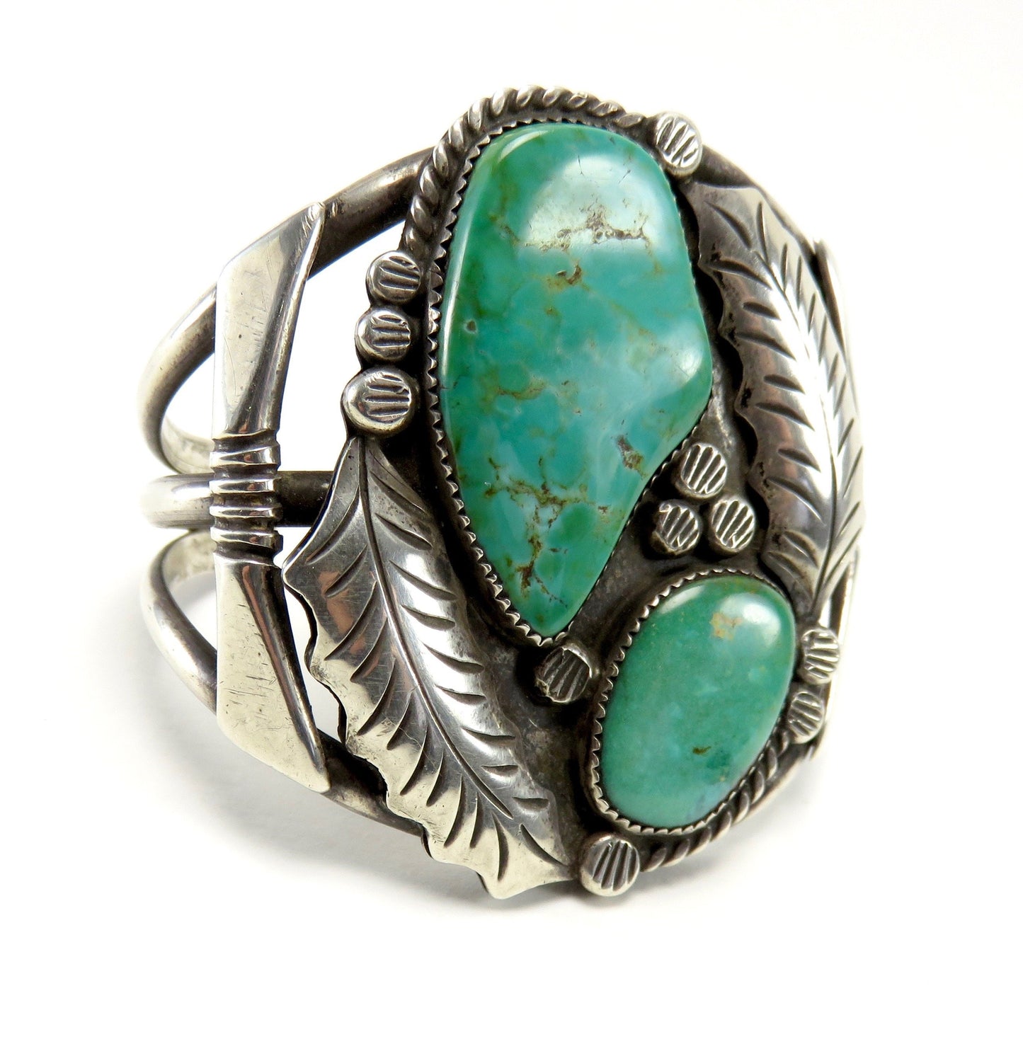 Circa 1950. Native American Turquoise and Silver Cuff