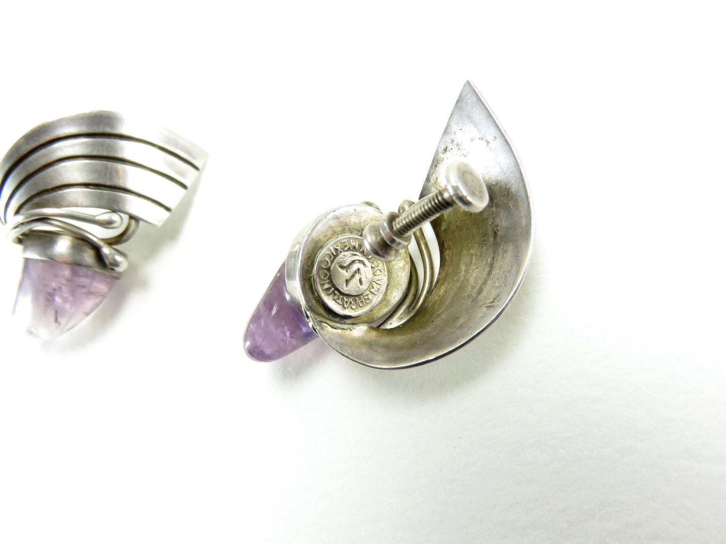 Circa 1940. Spratling Silver and Amethyst Earrings