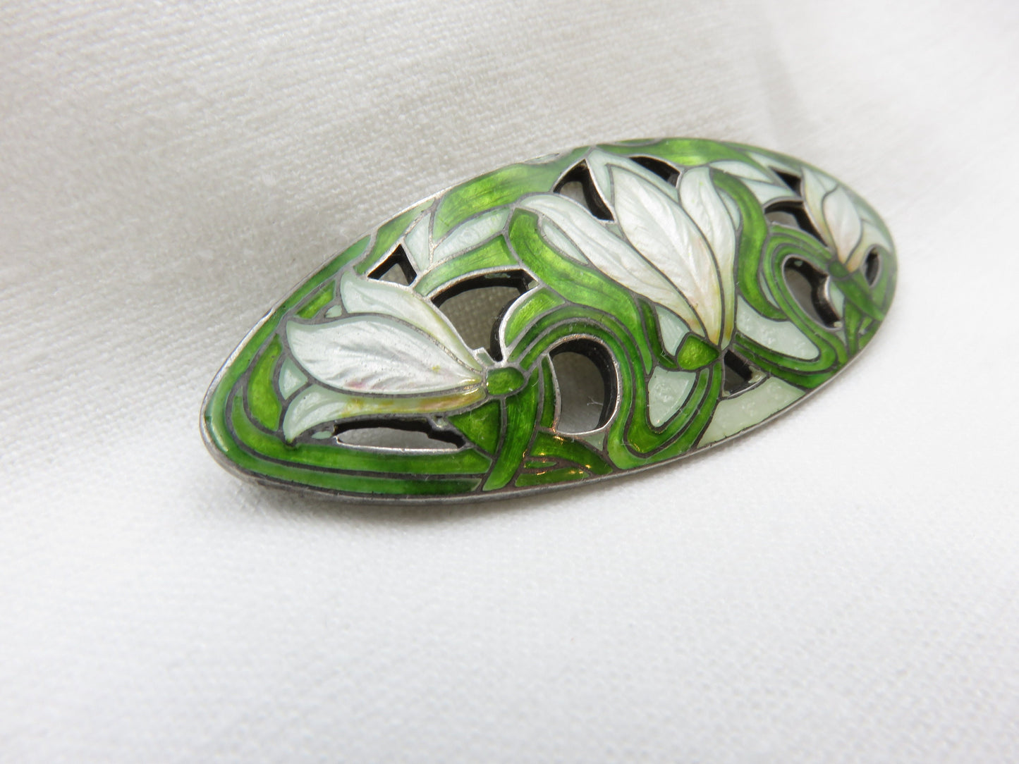 Art Nouveau Cloisonne Enamel Brooch