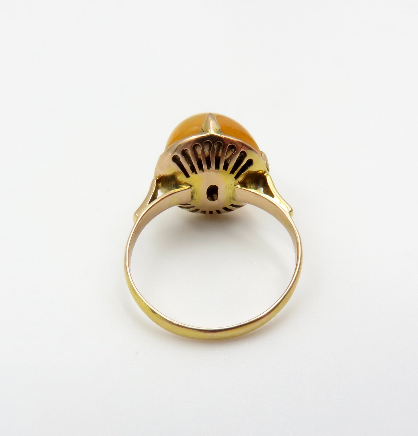 Circa 1910. 3.15 carat Mexican Fire Opal Ring