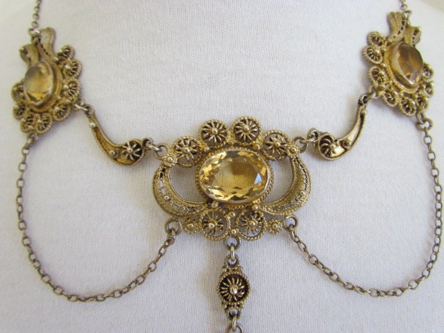 Circa 1900 Citrine Festoon Necklace