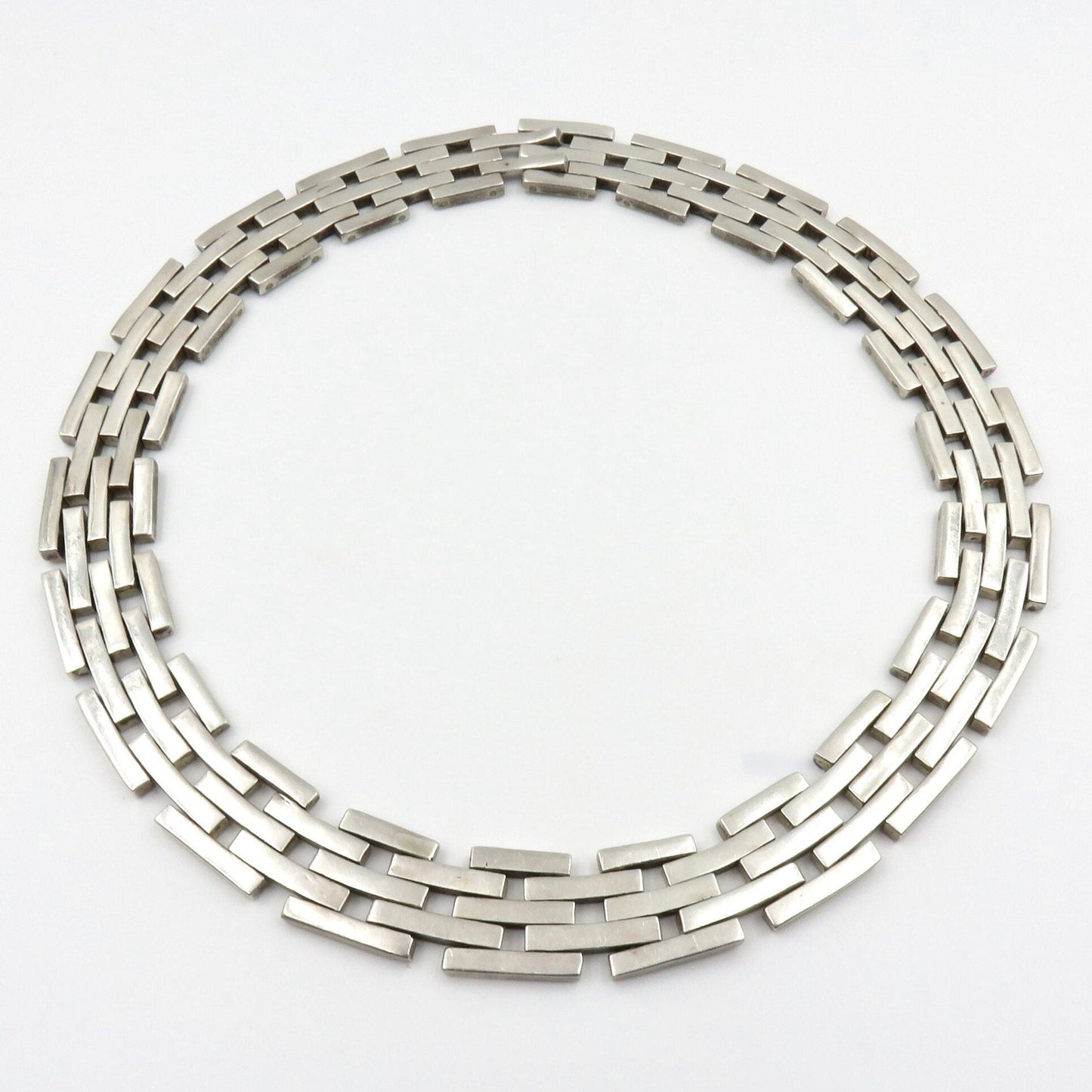 Vintage Mexican Silver Link Collar Necklace