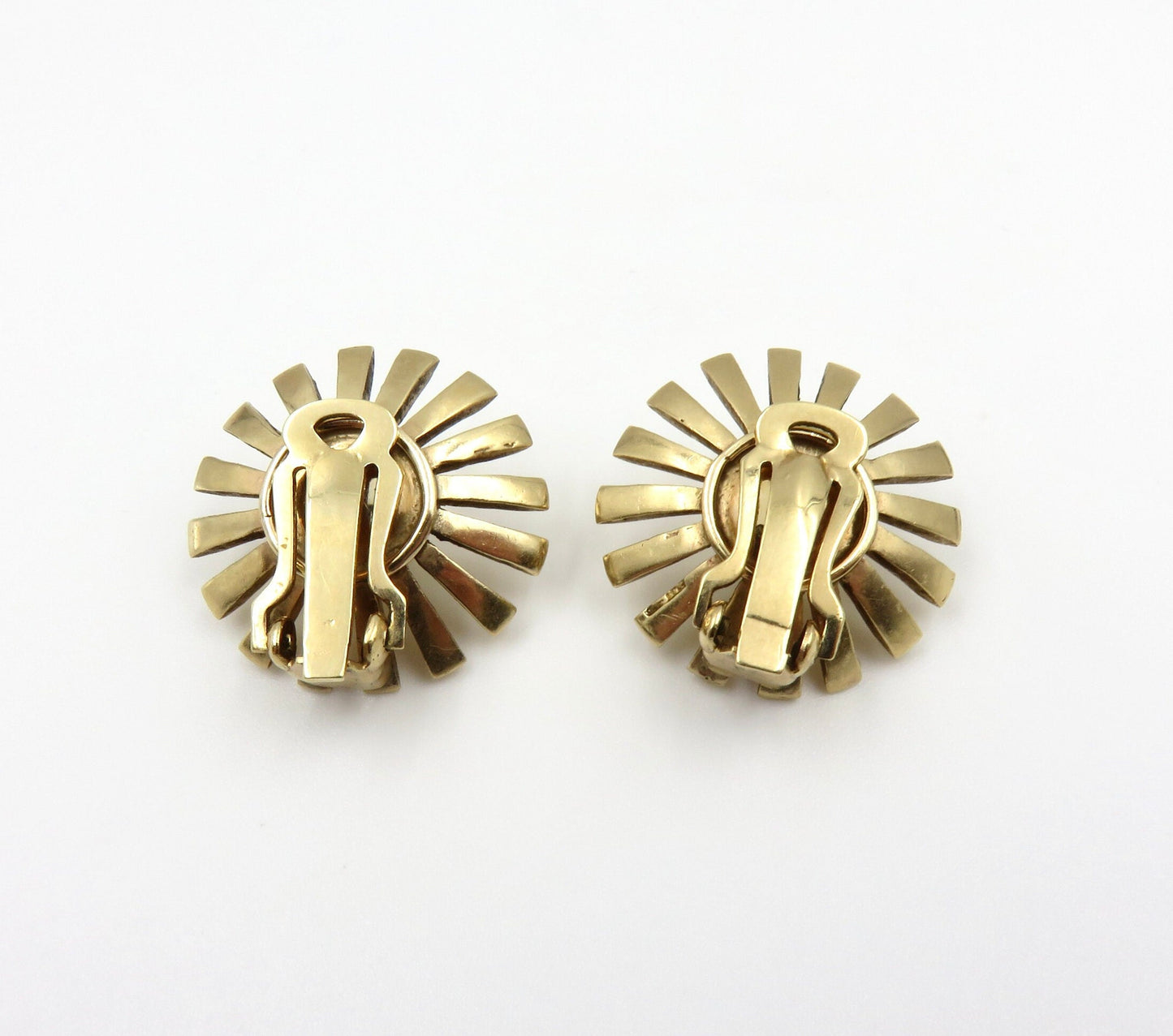 Mid Century 14kt Gold Starburst and Cultured Pearl Earrings