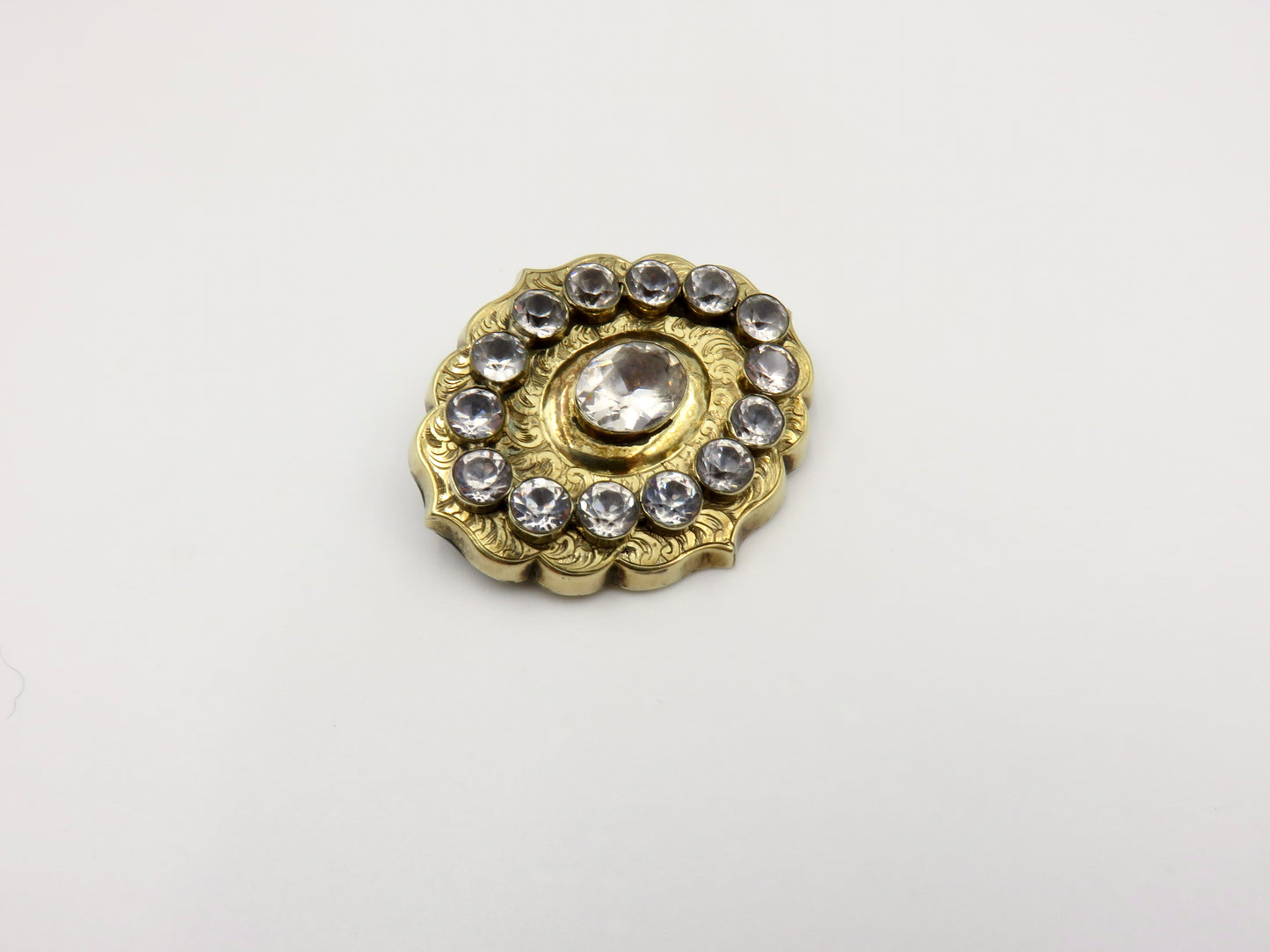 Circa 1820.  14kt Gold Georgian Paste Brooch