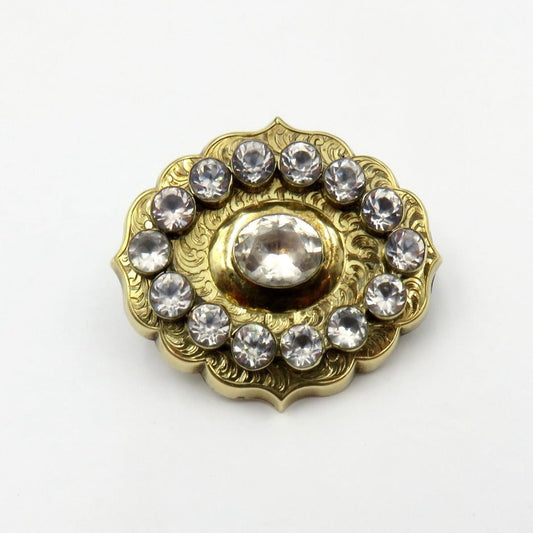 Circa 1820.  14kt Gold Georgian Paste Brooch