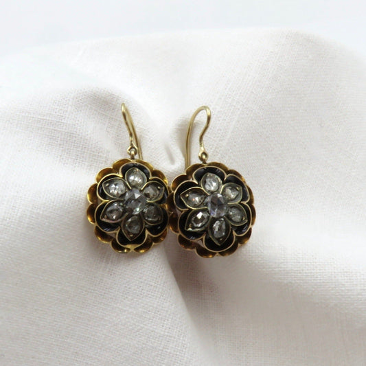 Circa 1840's Rose Cut Diamond Earrings