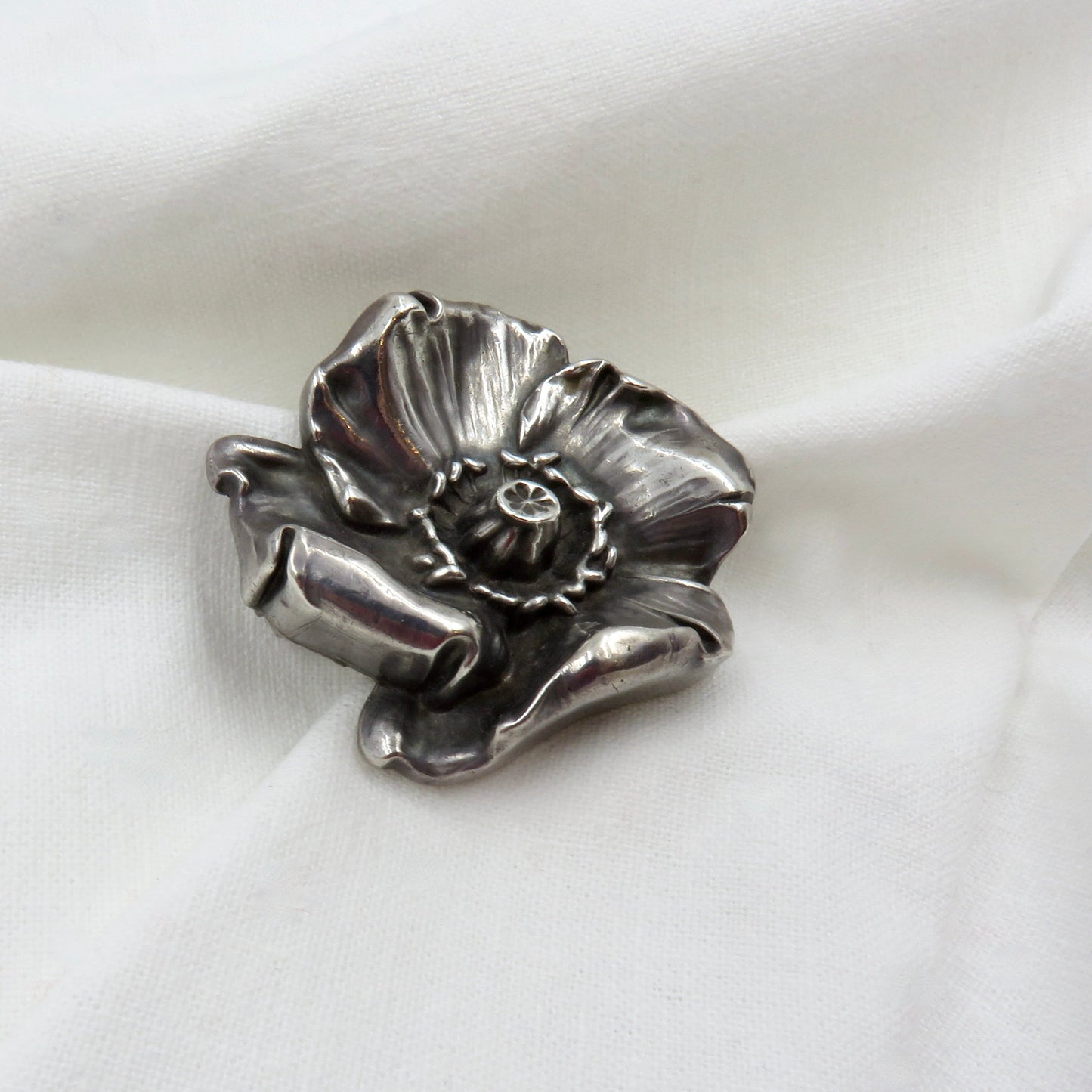 Circa 1900 Silver Flower Brooch