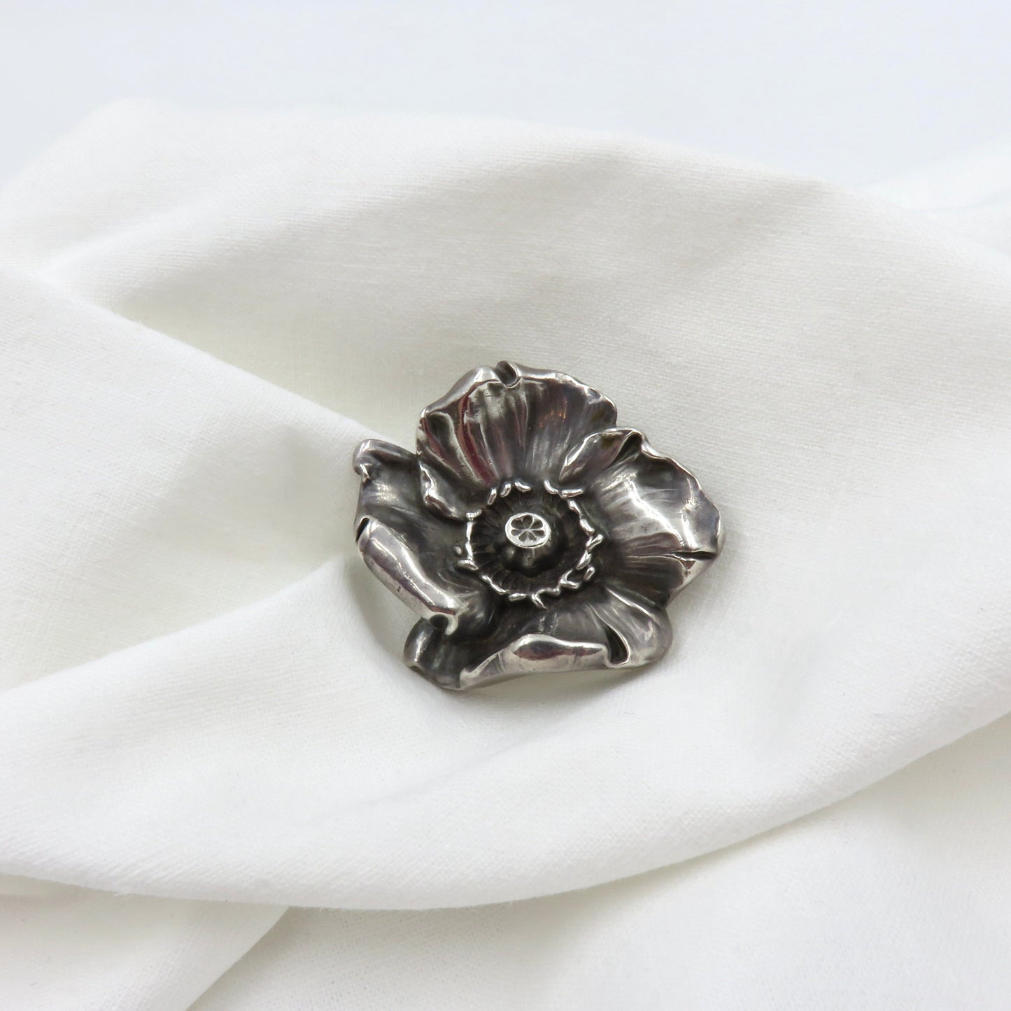 Circa 1900 Silver Flower Brooch