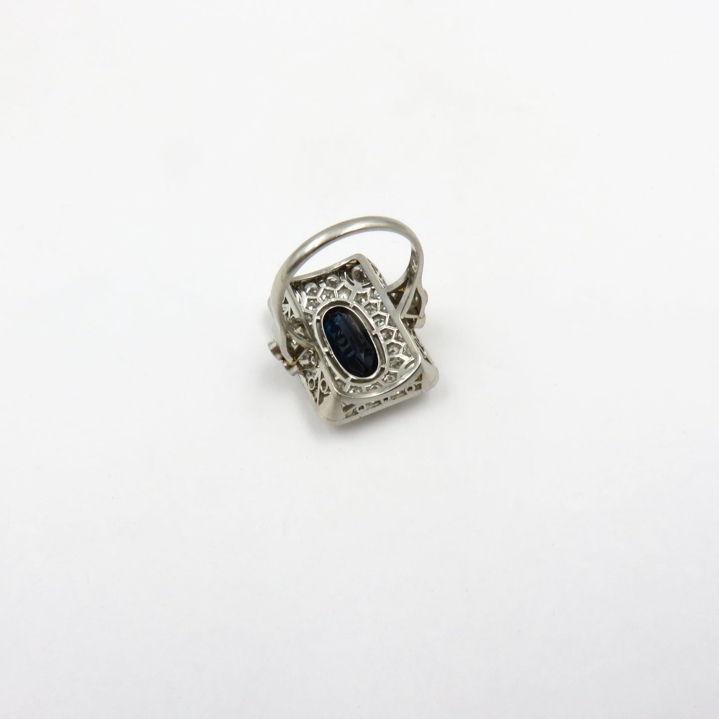 Circa 1930 Sapphire and Diamond Platinum Ring