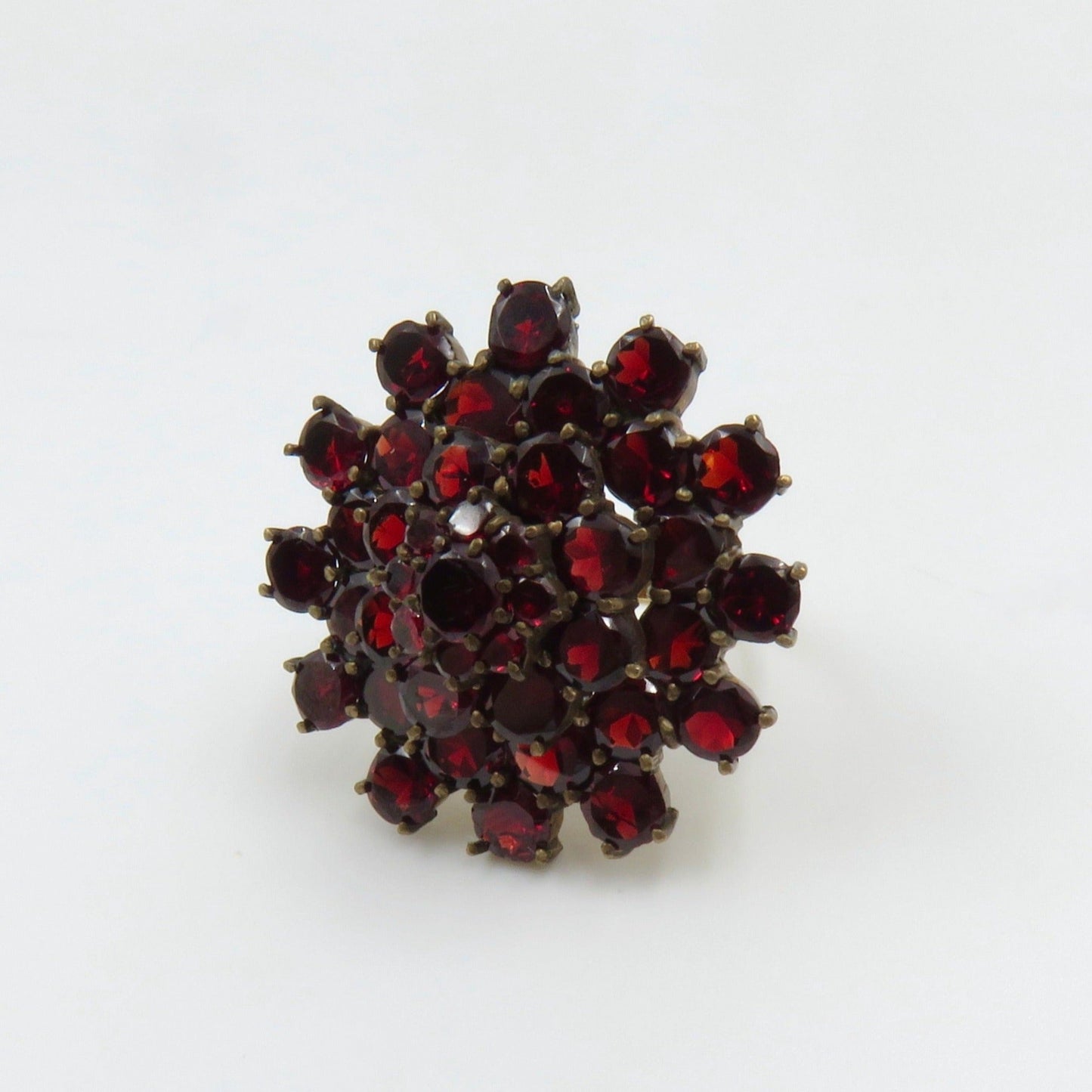 Circa 1930 Garnet Cluster ring set in 14 karat gold