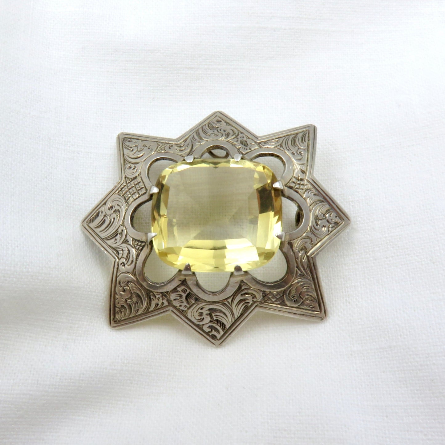 Circa 1880's. Silver and Citrine Scottish Brooch-Pendant