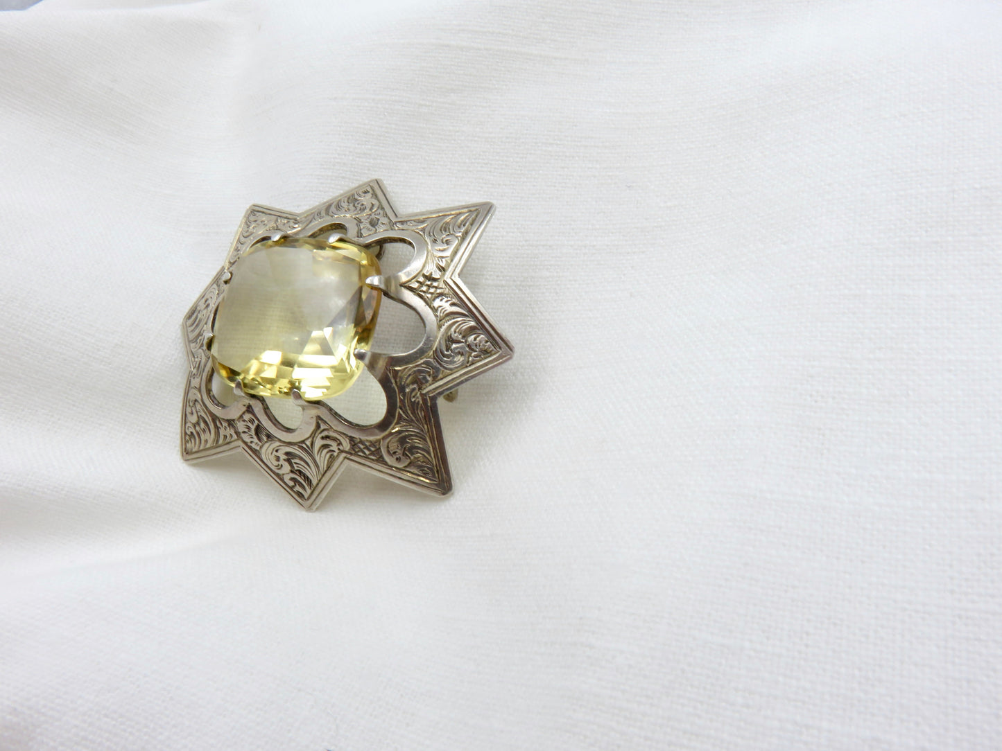 Circa 1880's. Silver and Citrine Scottish Brooch-Pendant