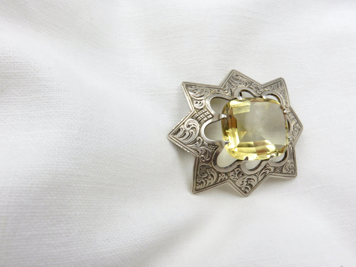 Circa 1880's. Silver and Citrine Scottish Brooch-Pendant