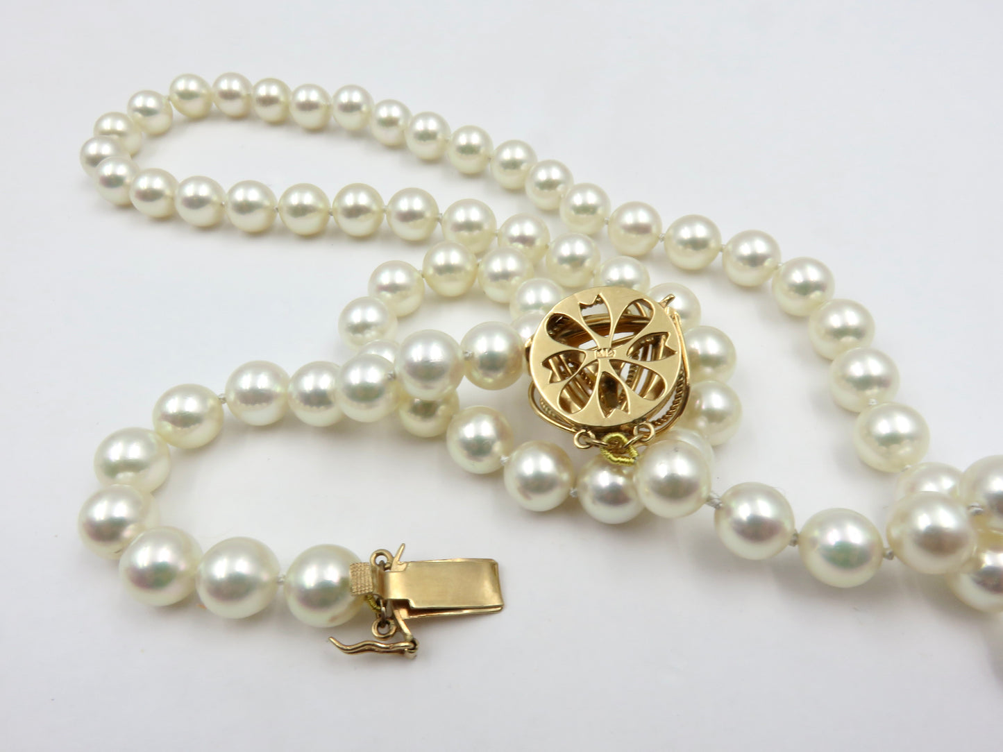 Circa 1960's Matinee Length 7.5 to 8mm Cultured Saltwater Pearl Necklace