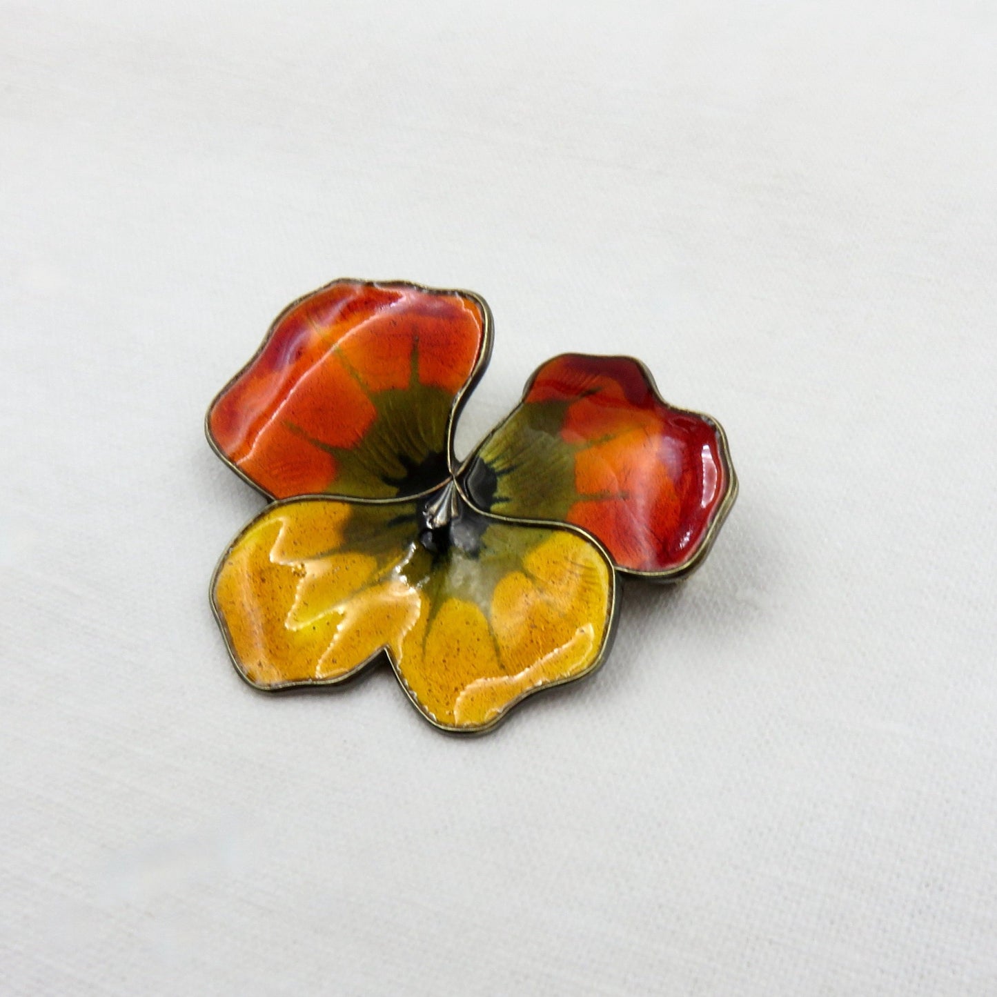 Vintage David Andersen Enamel Pansy Brooch