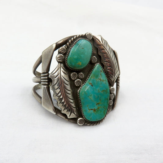 Circa 1950.  Native American Turquoise and Silver Cuff