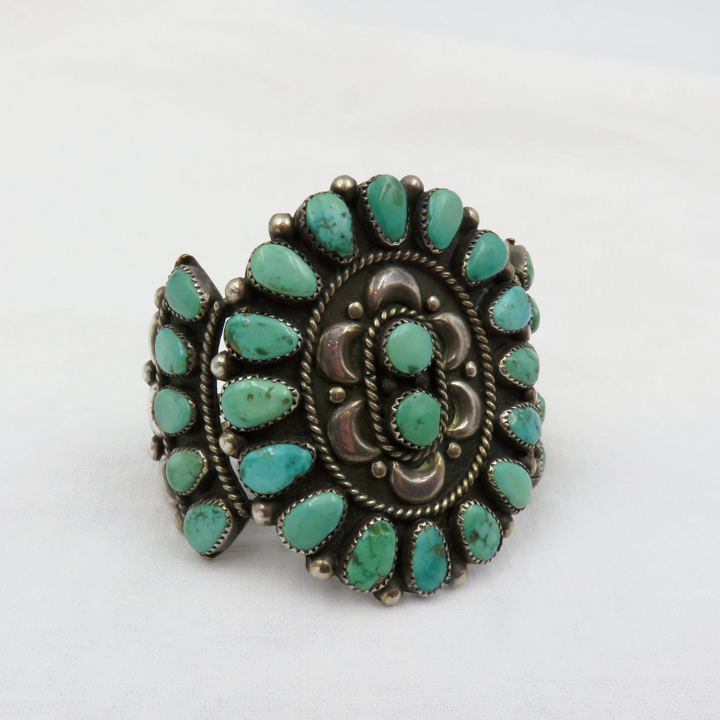 Circa 1940 Silver and Turquoise Cluster Bracelet Cuff