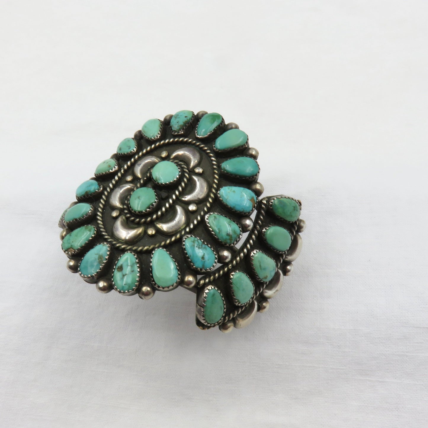 Circa 1940 Silver and Turquoise Cluster Bracelet Cuff