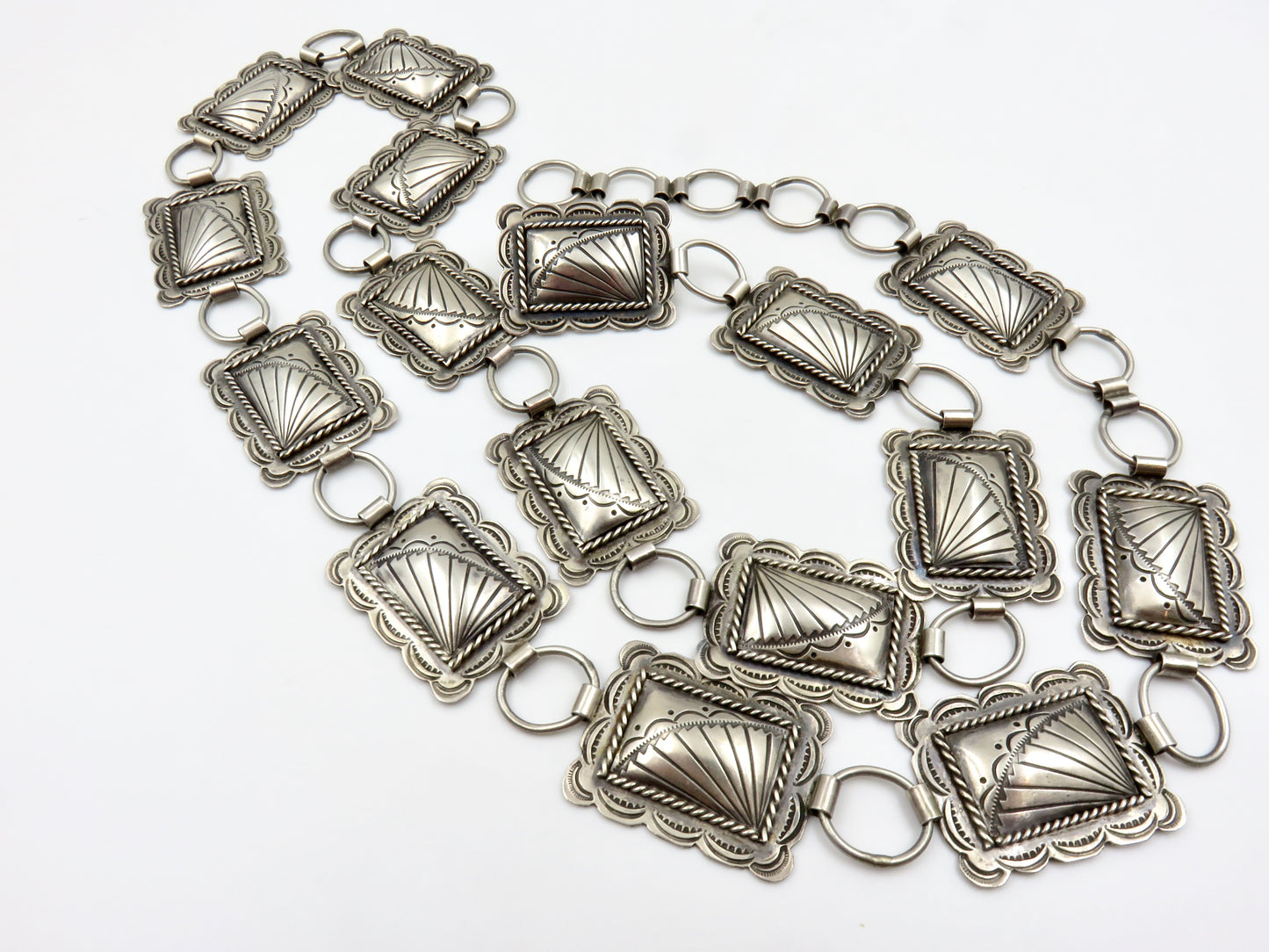 Circa 1970 Navajo Sterling Silver Concha/Link Belt By Benson Yazzie