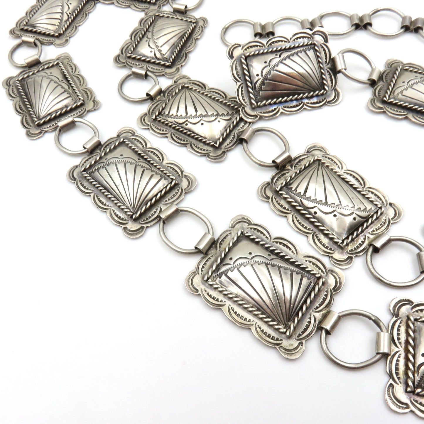 Circa 1970 Navajo Sterling Silver Concha/Link Belt By Benson Yazzie
