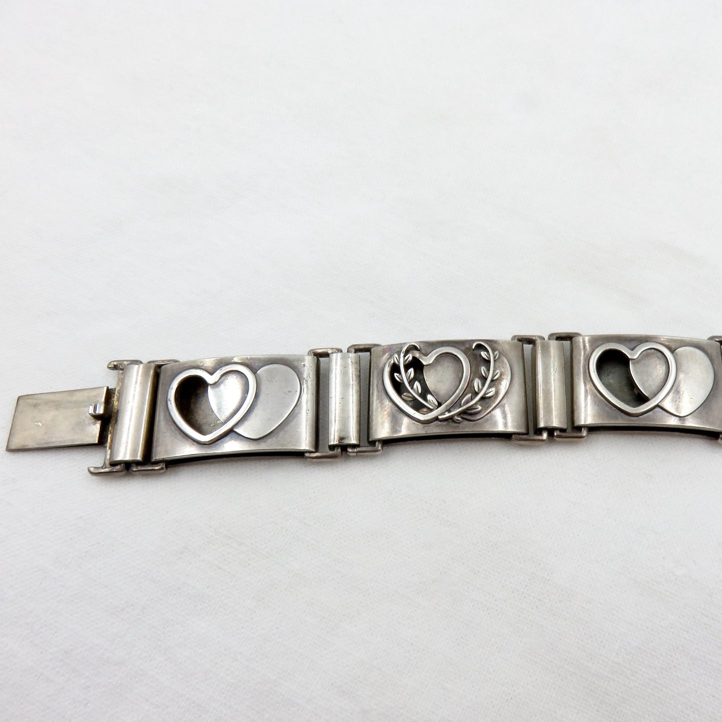 Circa 1960. Made in Denmark Sterling Heart Link Bracelet