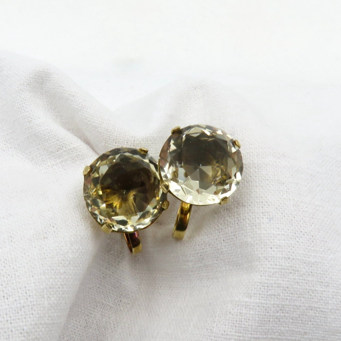 Circa 1960's Round Brilliant Cut Citrine Earrings set in 14KT Gold