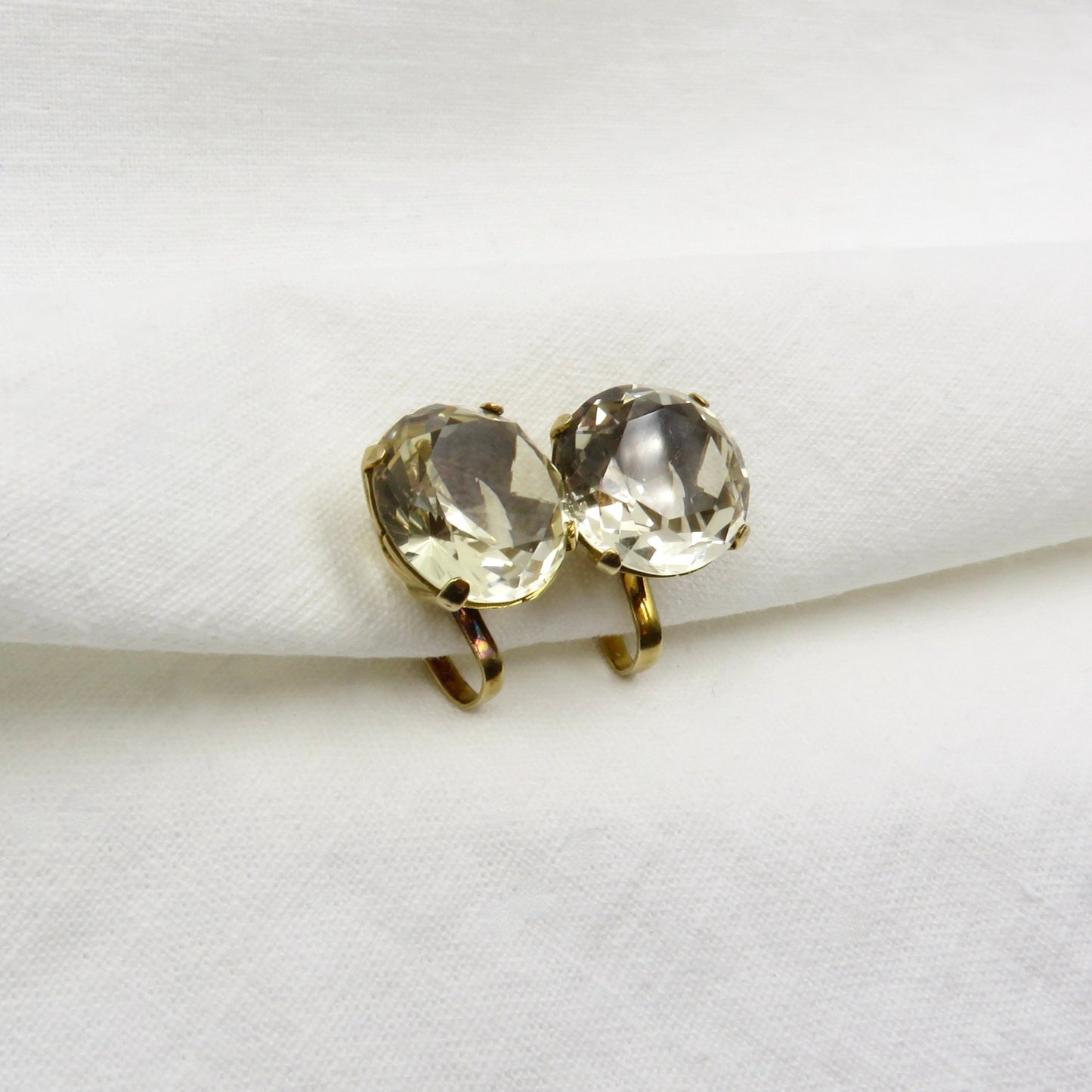 Circa 1960's Round Brilliant Cut Citrine Earrings set in 14KT Gold