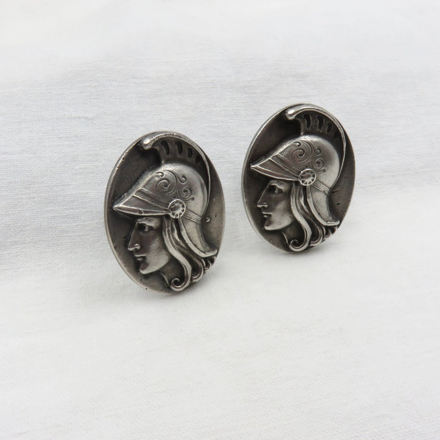 Circa 1900. Sterling Silver Roman Soldier Cuff Links