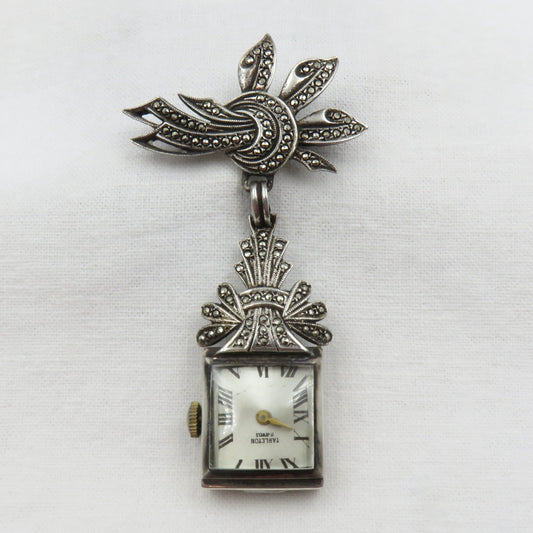 Art Deco Watch Brooch 17 jewel movement