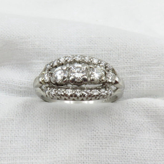 Circa 1950 Triple Row Diamond and Platinum Ring