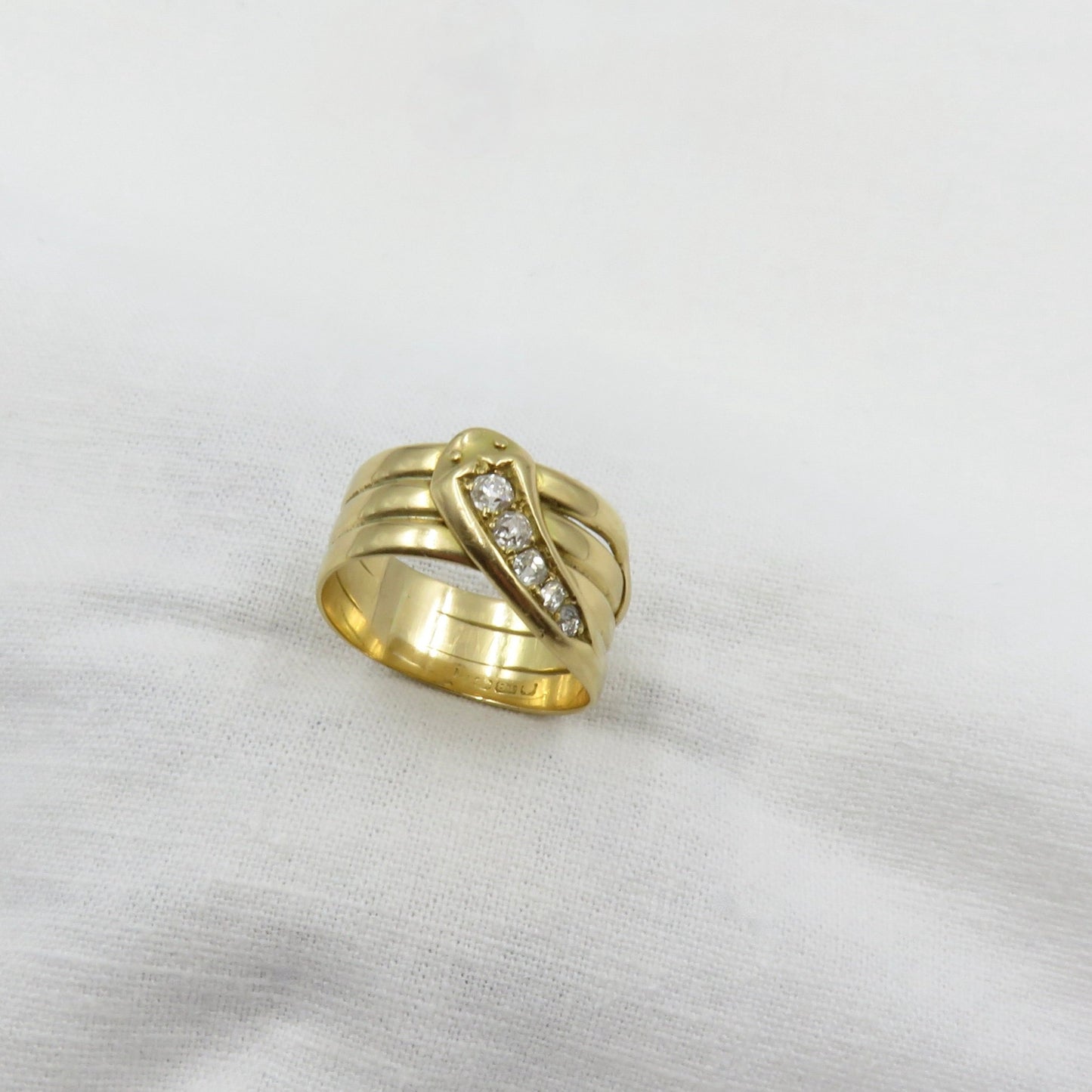 C. 1900 18kt gold and diamond snake ring