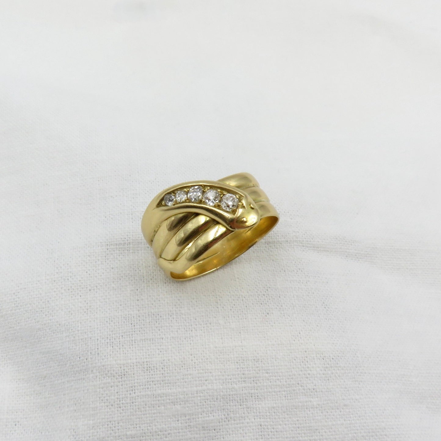 C. 1900 18kt gold and diamond snake ring