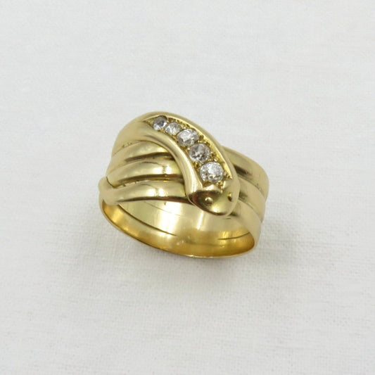 C. 1900 18kt gold and diamond snake ring