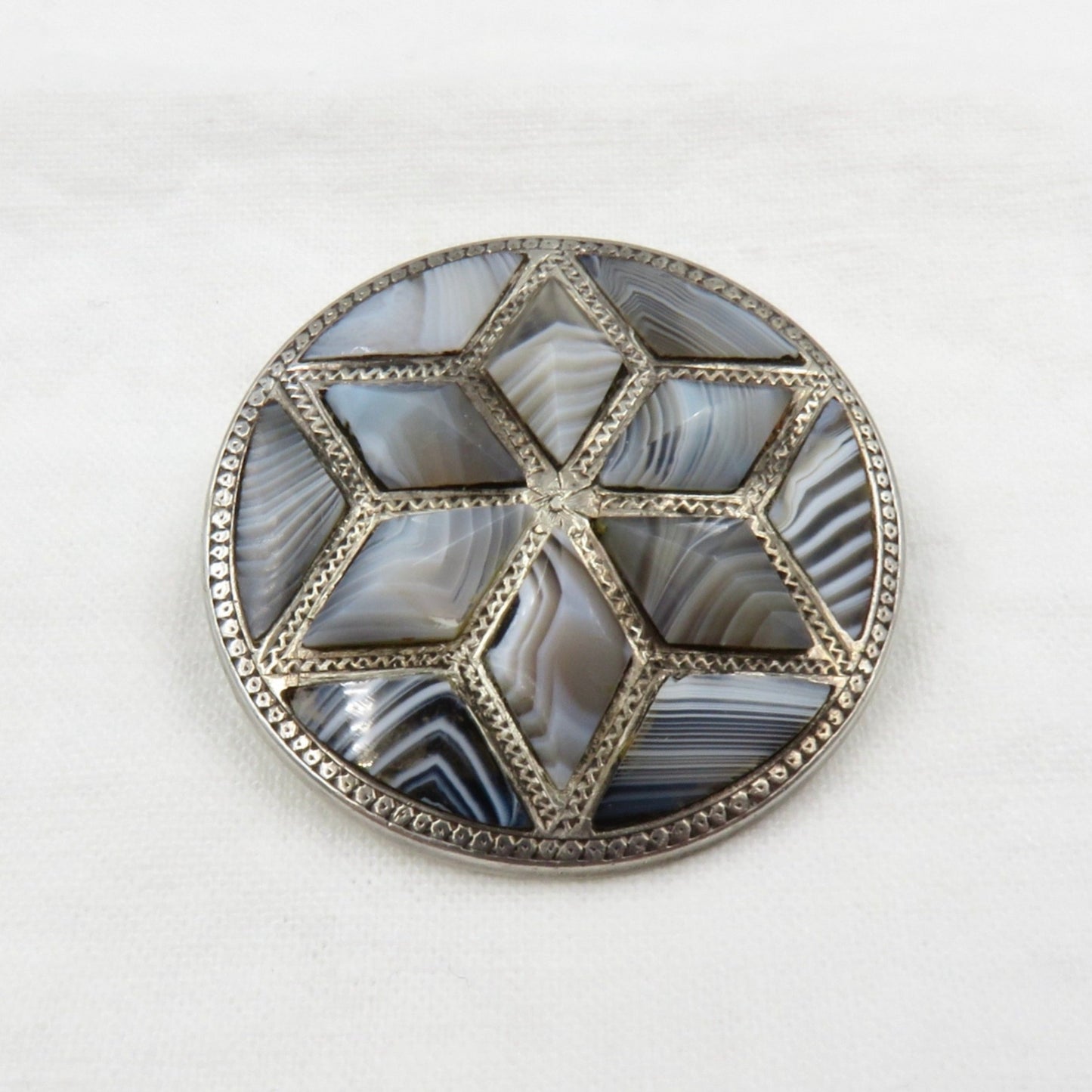 Circa 1900. Banded Agate Scottish Star, Six Pointed Star