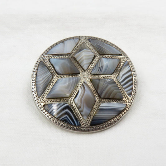 Circa 1900. Banded Agate Scottish Star, Six Pointed Star