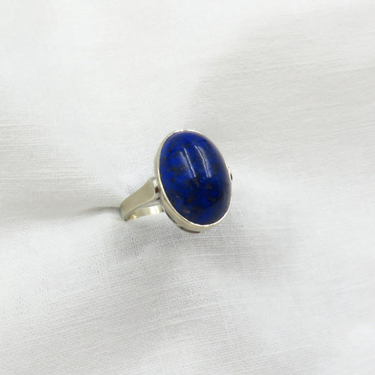 Circa 1910 Lapis Cabochon 14kt White Gold Ring