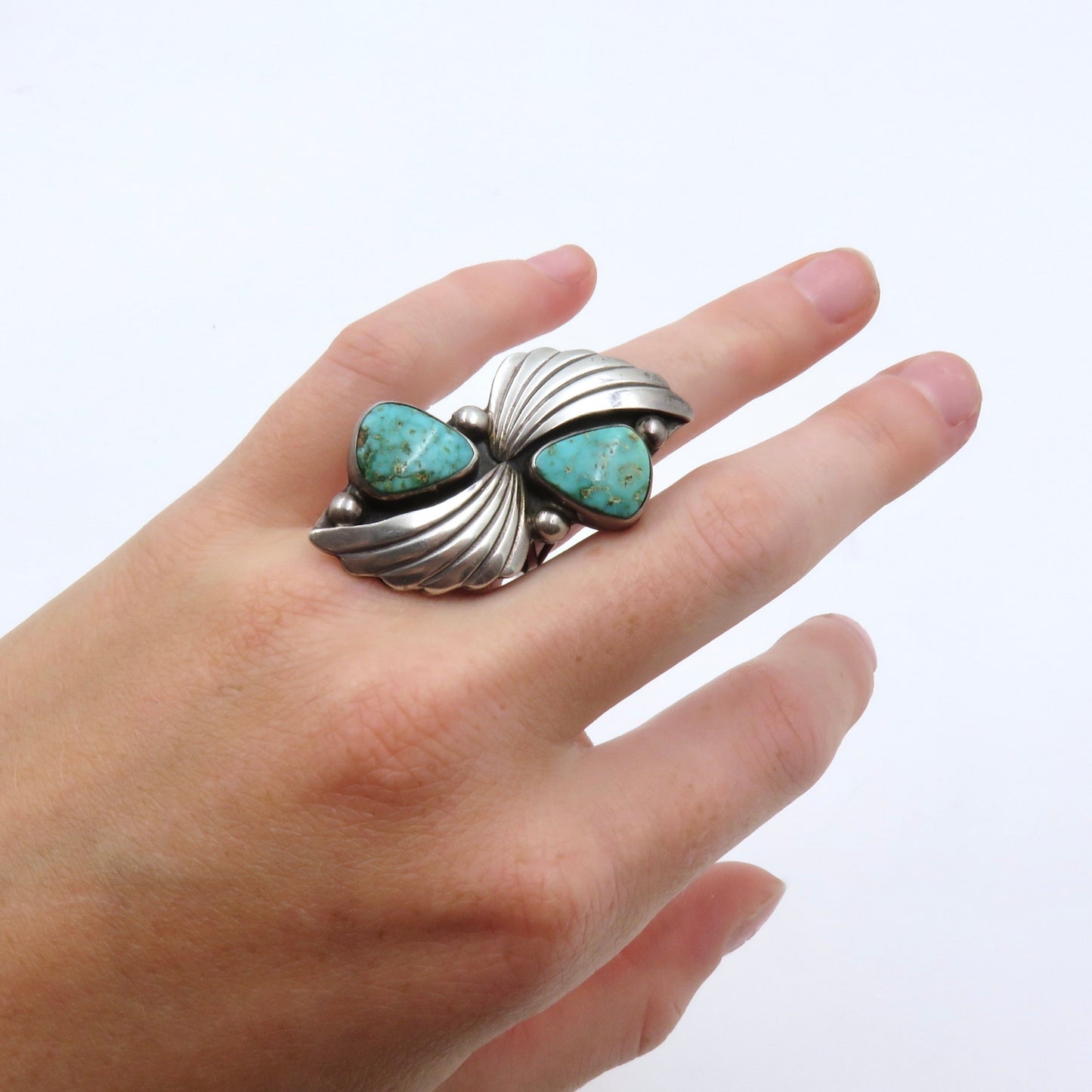 Circa 1970 Silver and Turquoise Ring