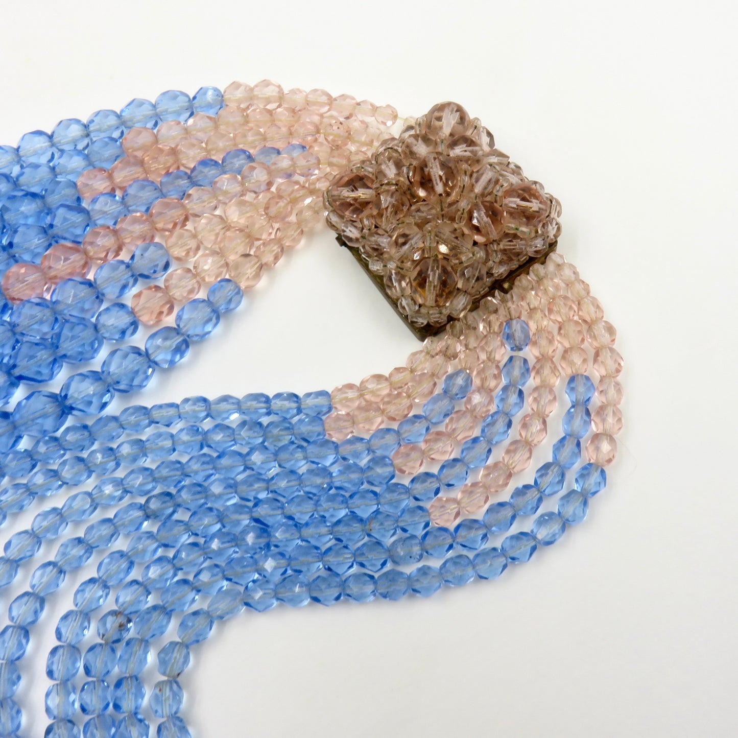 Circa 1950s Coppola e Toppo Blue and Pink Crystal Bead Necklace