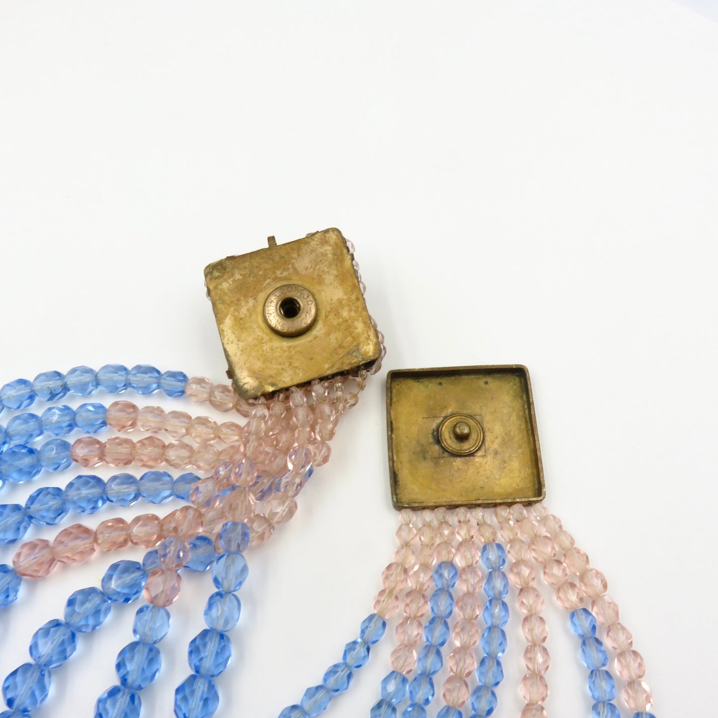 Circa 1950s Coppola e Toppo Blue and Pink Crystal Bead Necklace