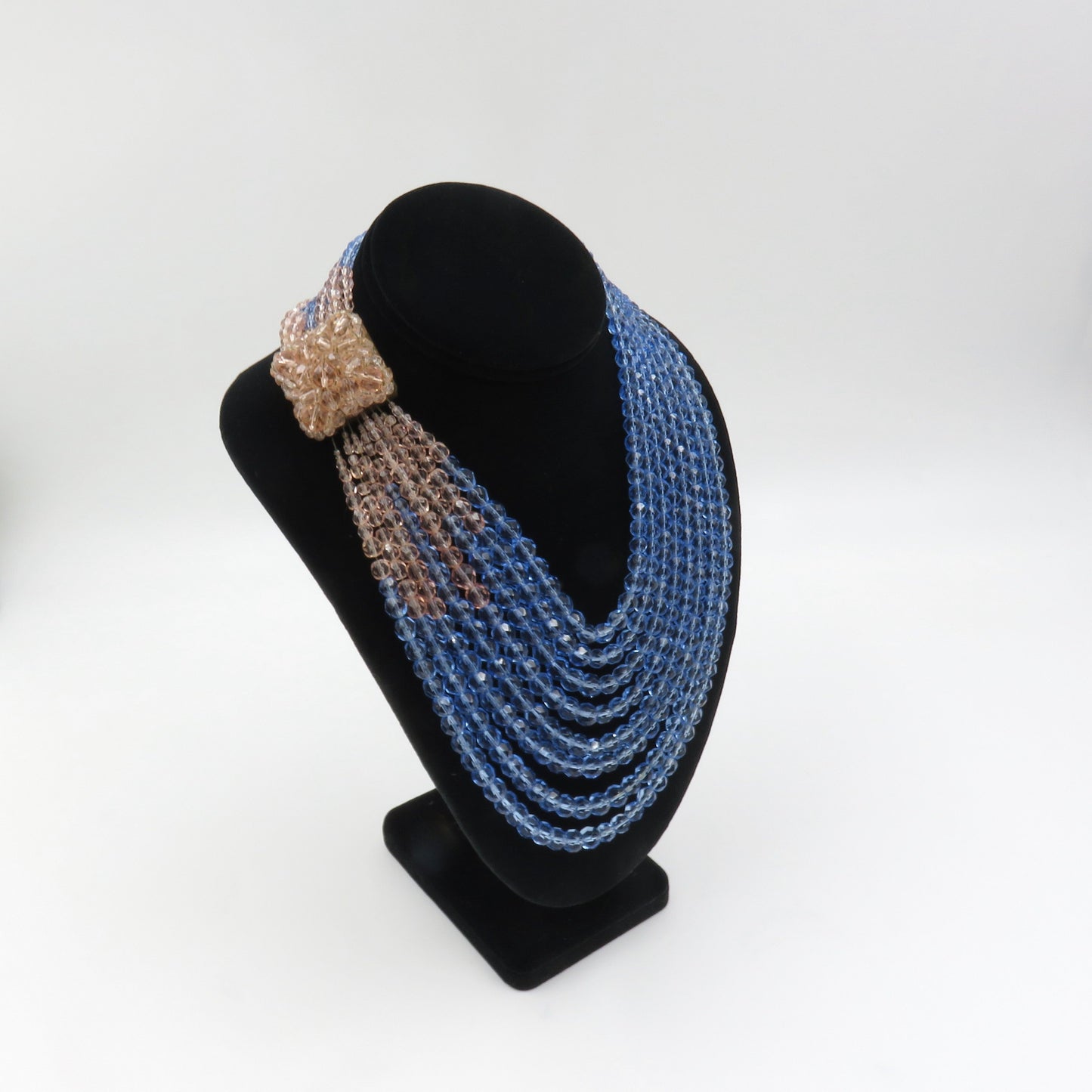 Circa 1950s Coppola e Toppo Blue and Pink Crystal Bead Necklace